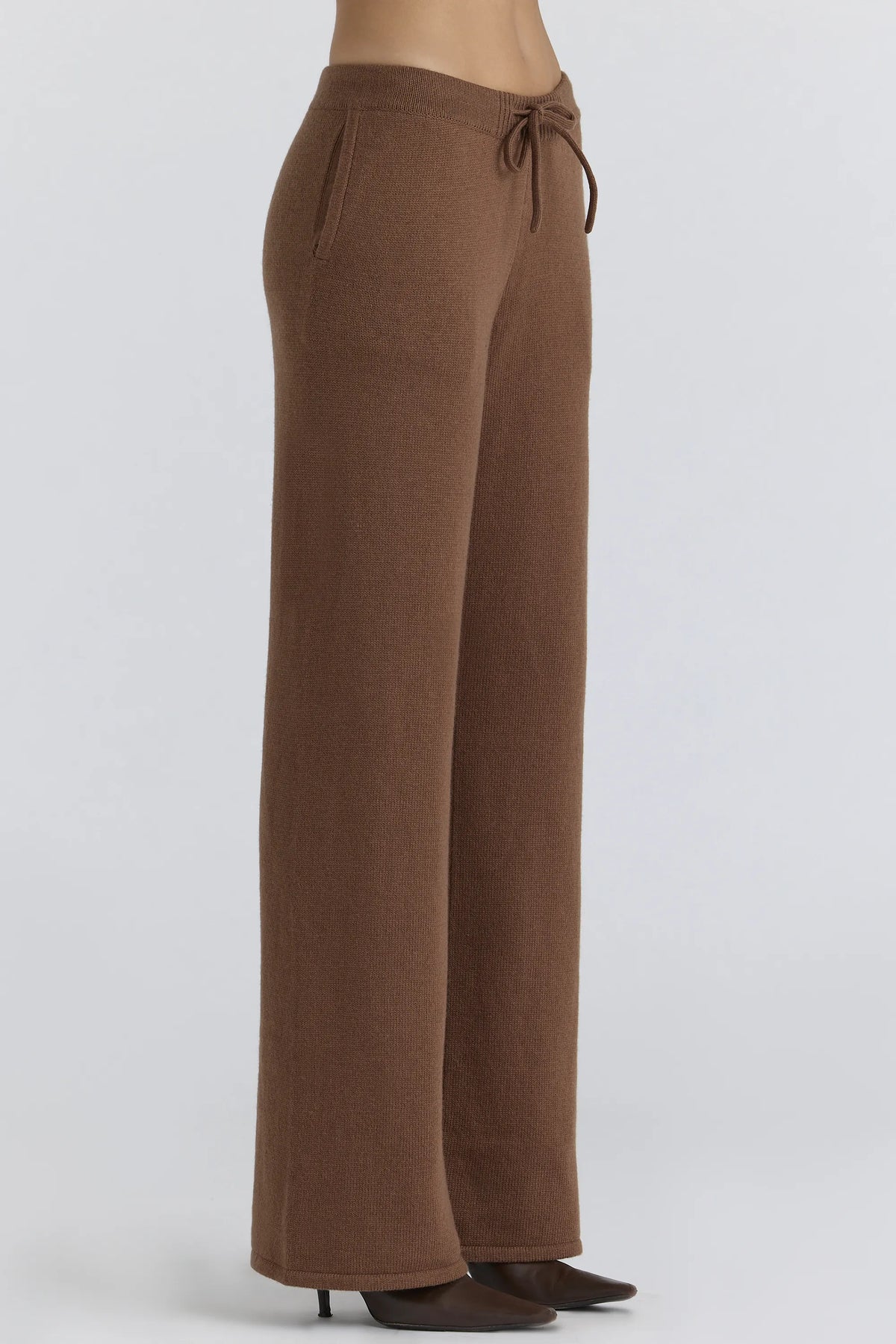 Chelsea Tan Cashmere + Wool Wide Leg Trousers