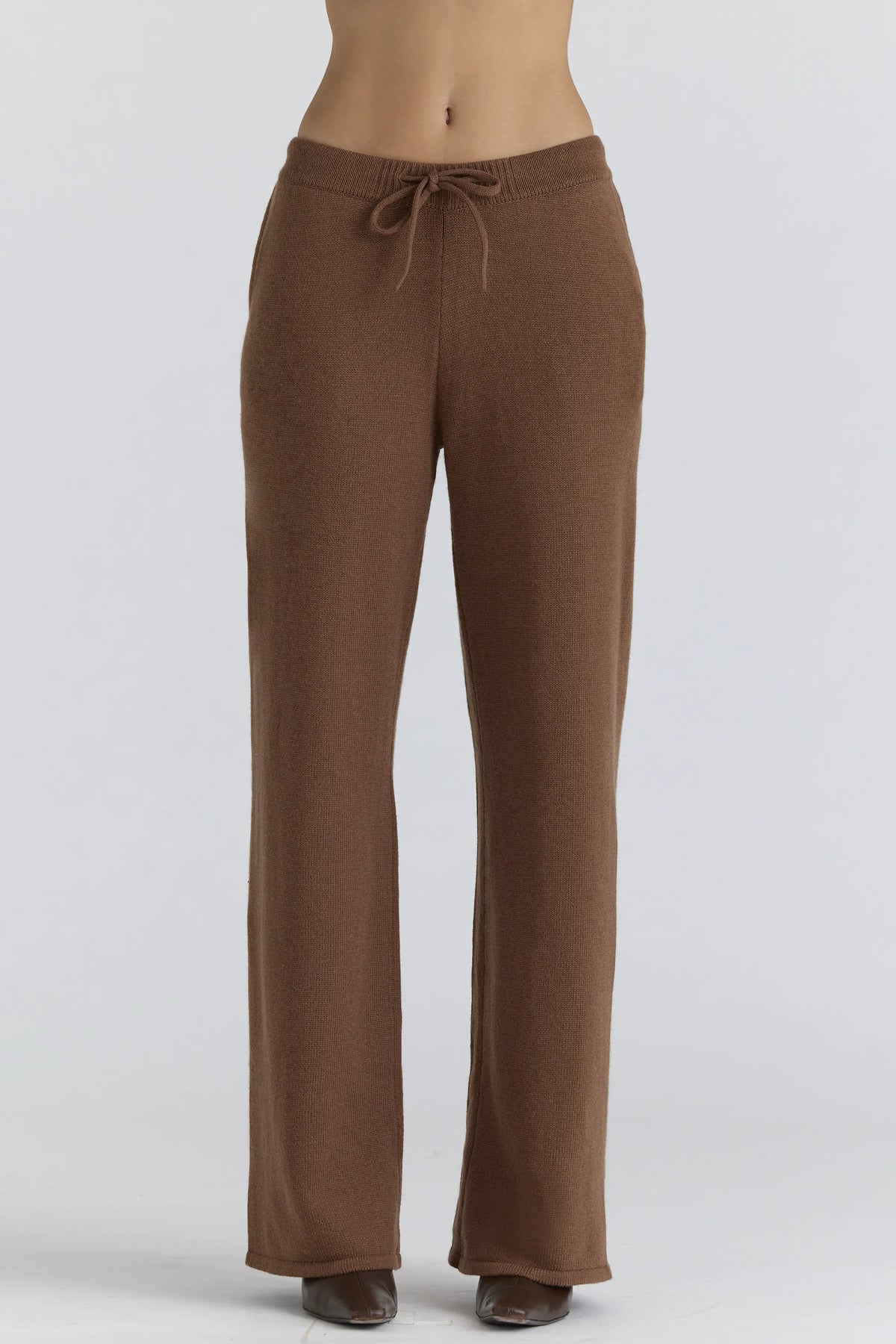 Chelsea Tan Cashmere + Wool Wide Leg Trousers