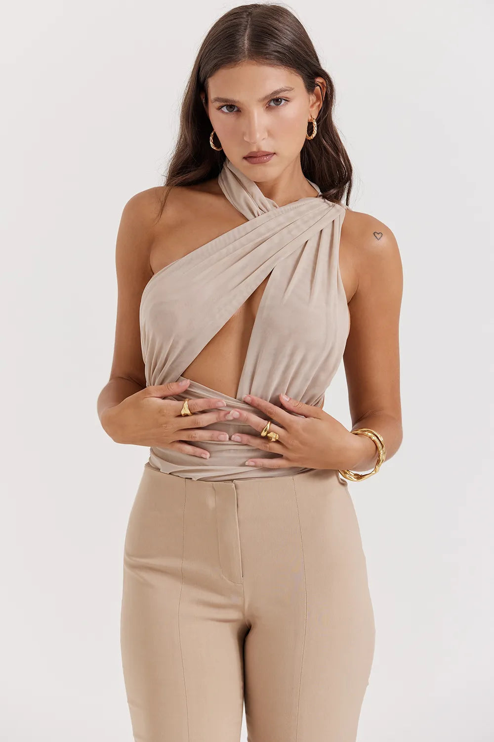 Cheyanne Ecru Gathered Bodysuit