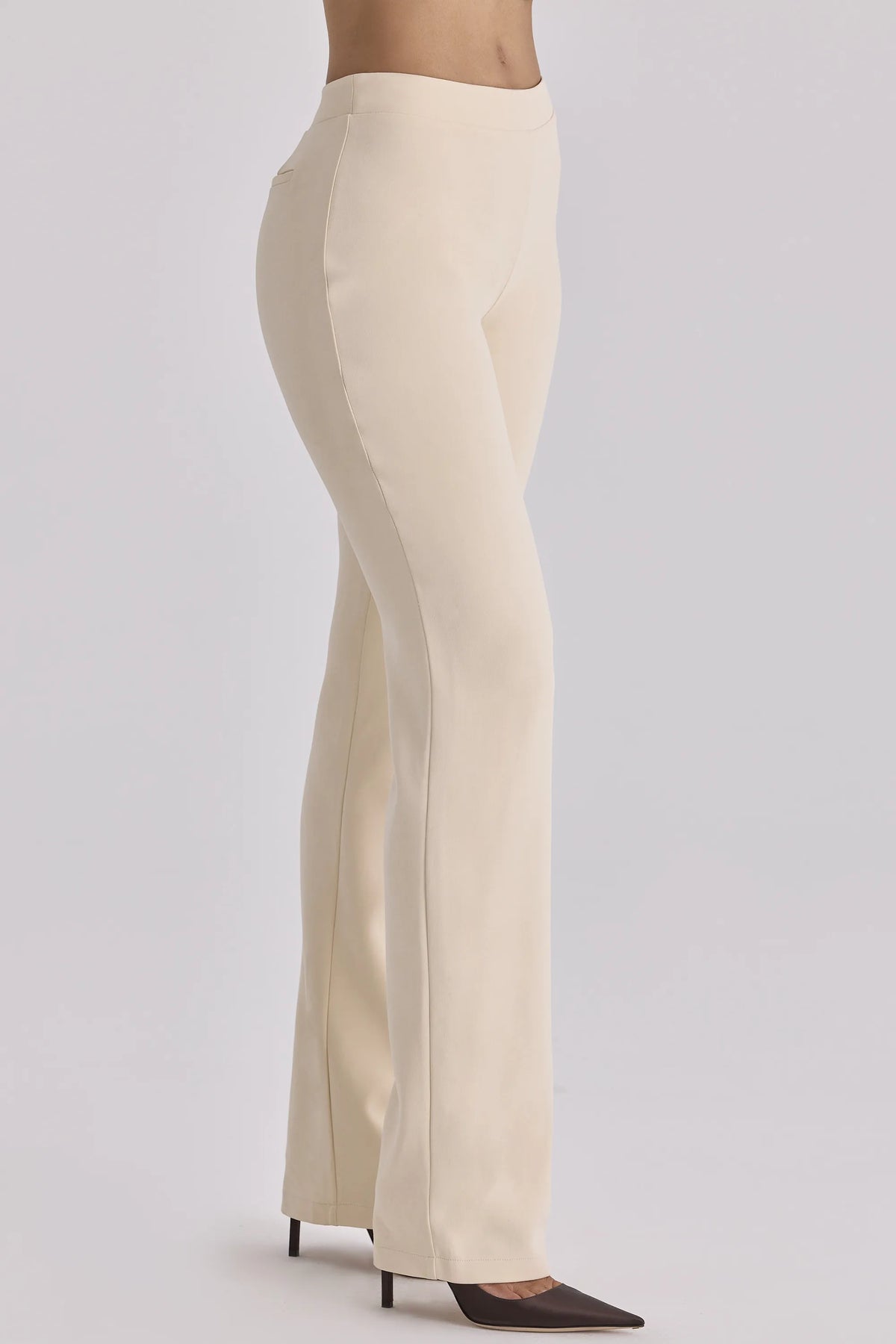 Chiara Vintage Ivory Crepe Straight Leg Trousers