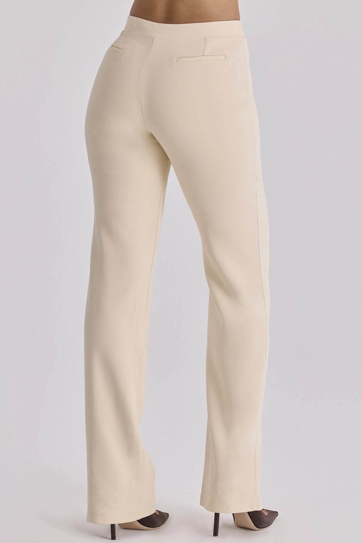 Chiara Vintage Ivory Crepe Straight Leg Trousers
