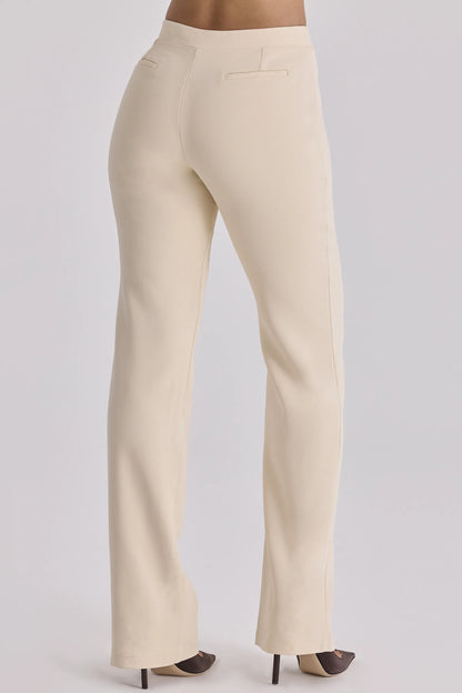 Chiara Vintage Ivory Crepe Straight Leg Trousers