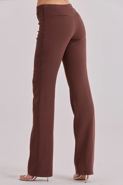 Chiara Espresso Brown Straight Leg Trousers