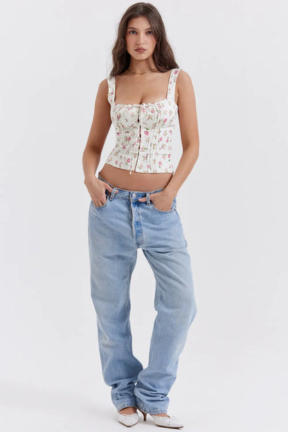 Chicca Rose Print Floral Top
