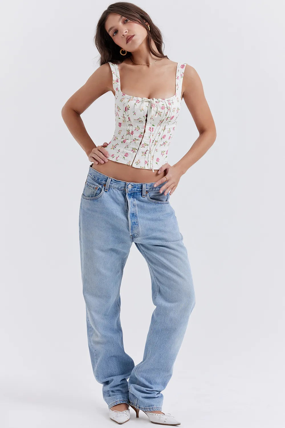 Chicca Rose Print Floral Top