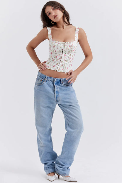 Chicca Rose Print Floral Top