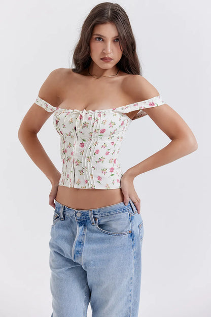 Chicca Rose Print Floral Top