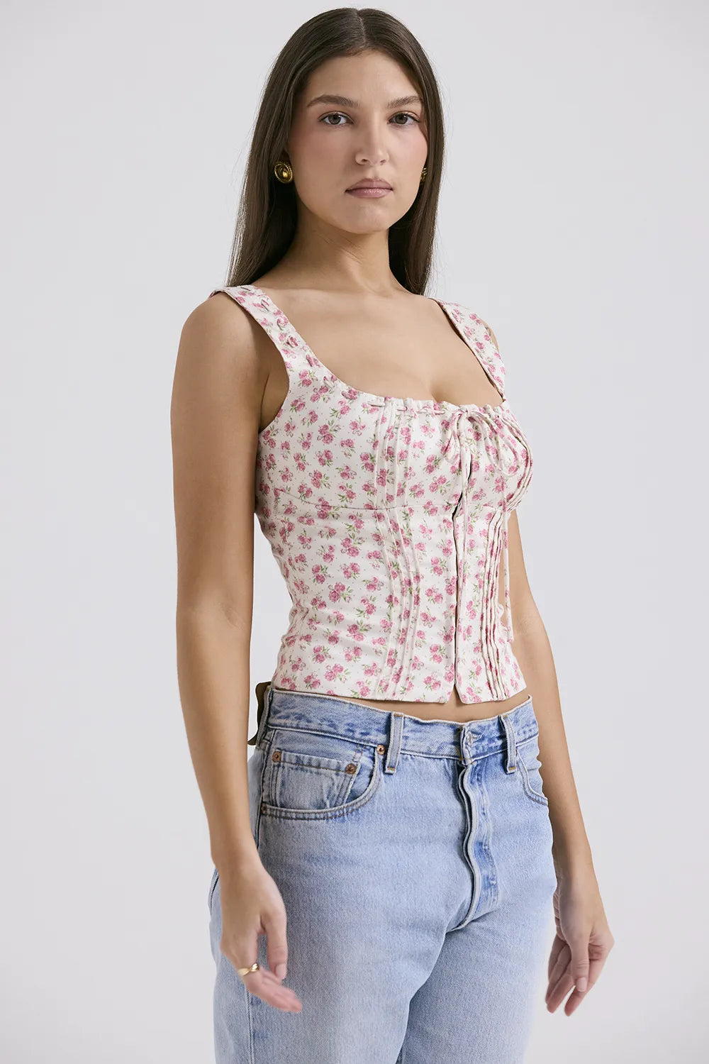 Chicca White Rosebud Print Top