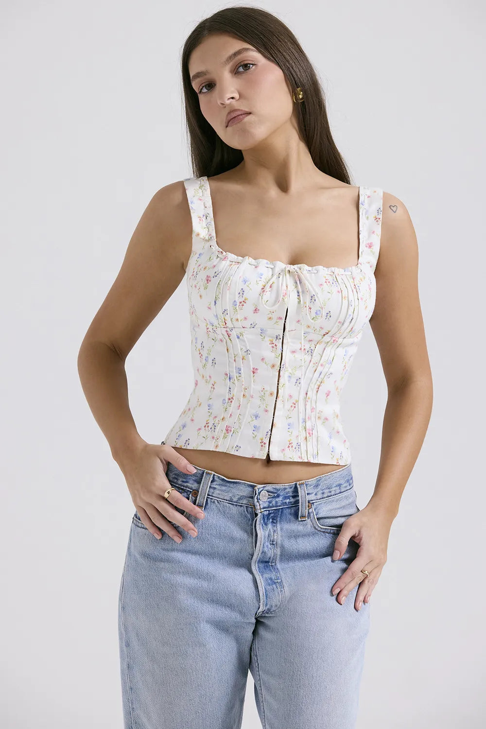 Chicca White Posy Print Top