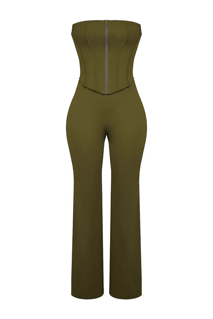 Mistress Rocks Khaki Strapless Jumpsuit - SALE
