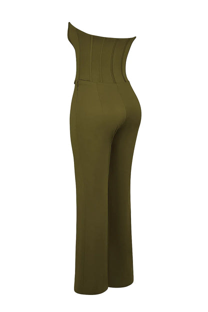 Mistress Rocks Khaki Strapless Jumpsuit - SALE