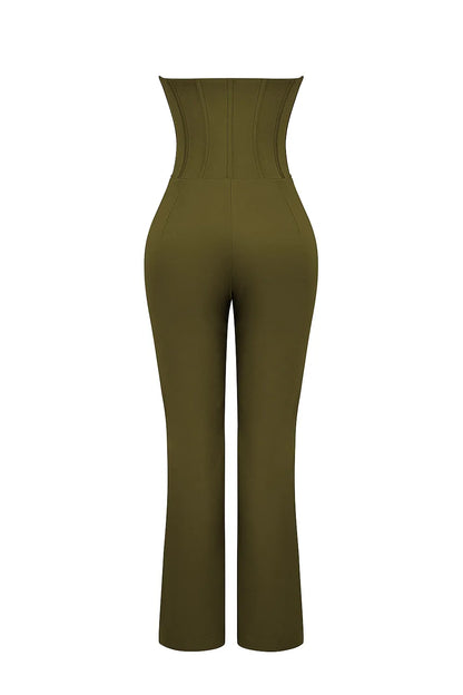 Mistress Rocks Khaki Strapless Jumpsuit - SALE