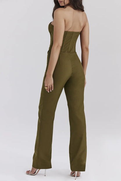 Mistress Rocks Khaki Strapless Jumpsuit - SALE