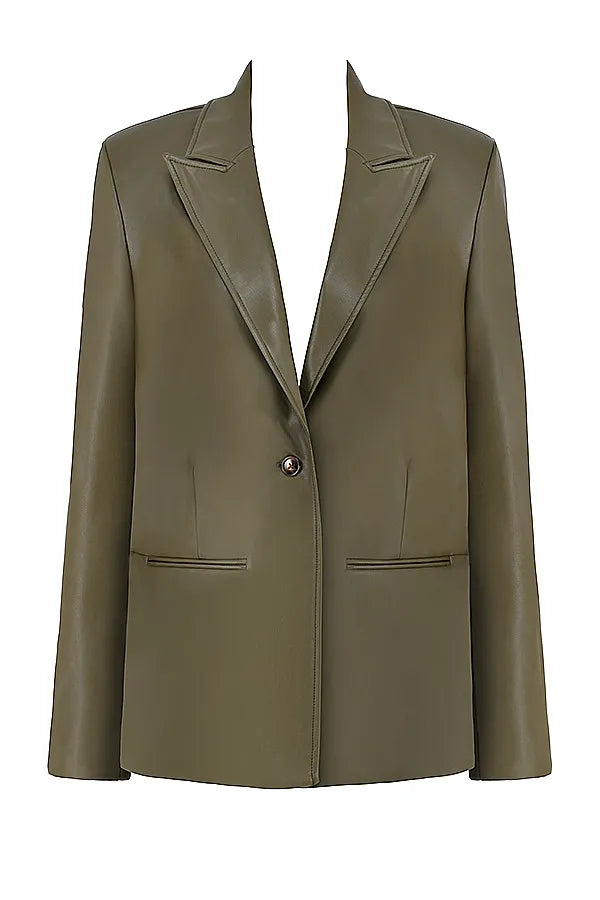Mistress Rocks Avocado Tailored Vegan Leather Blazer - SALE