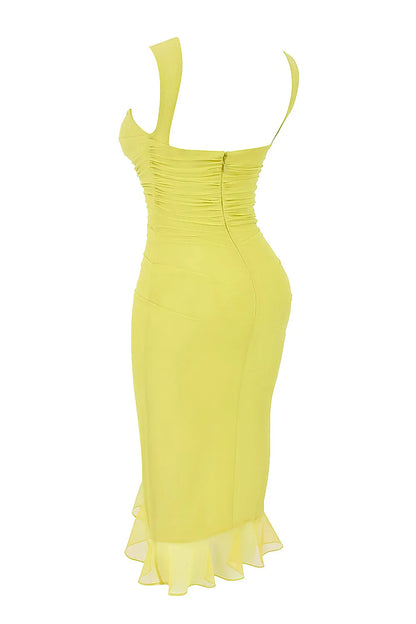 Mistress Rocks Lime Sorbet Ruffle Midi Dress - SALE