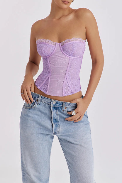 Mistress Rocks Orchid Lace Underwired Corset - SALE
