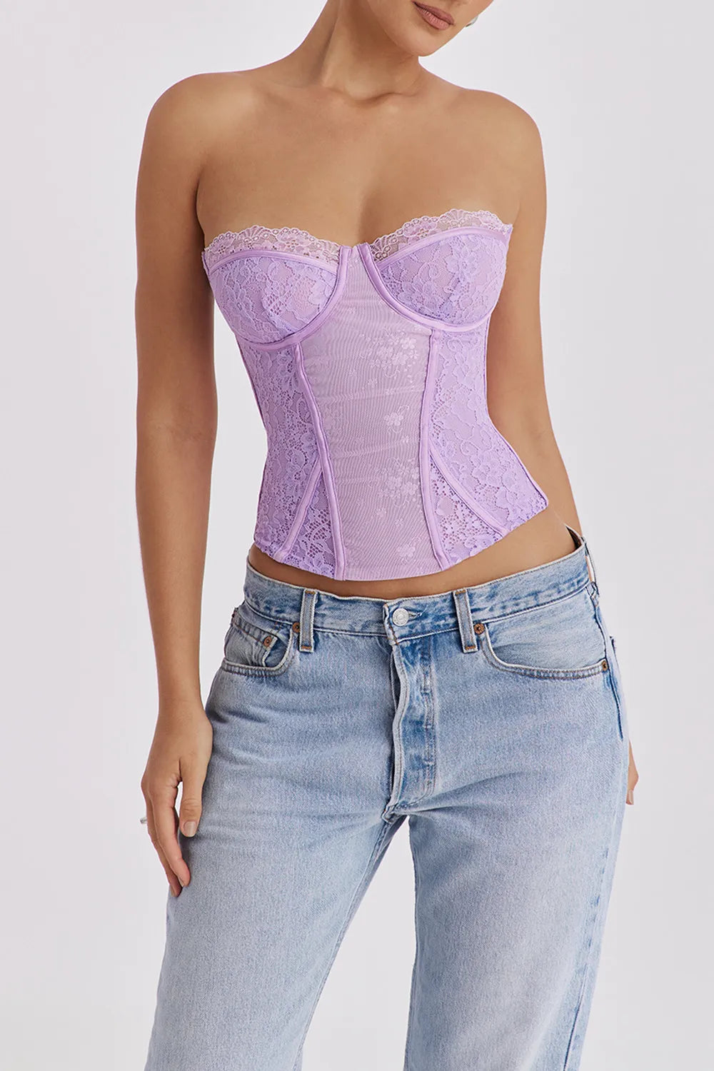Mistress Rocks Orchid Lace Underwired Corset - SALE
