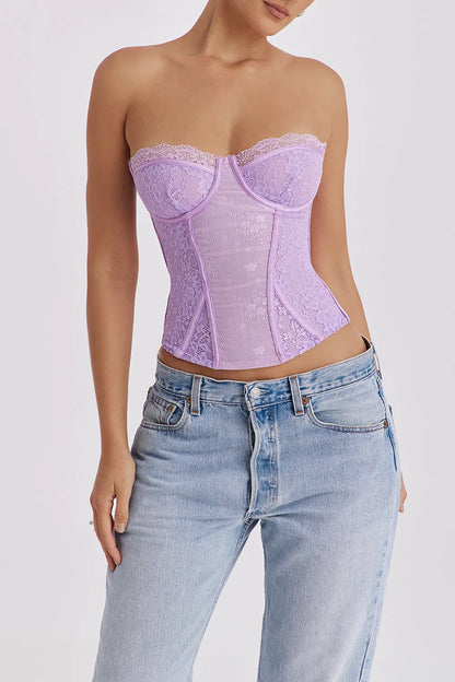 Mistress Rocks Orchid Lace Underwired Corset - SALE