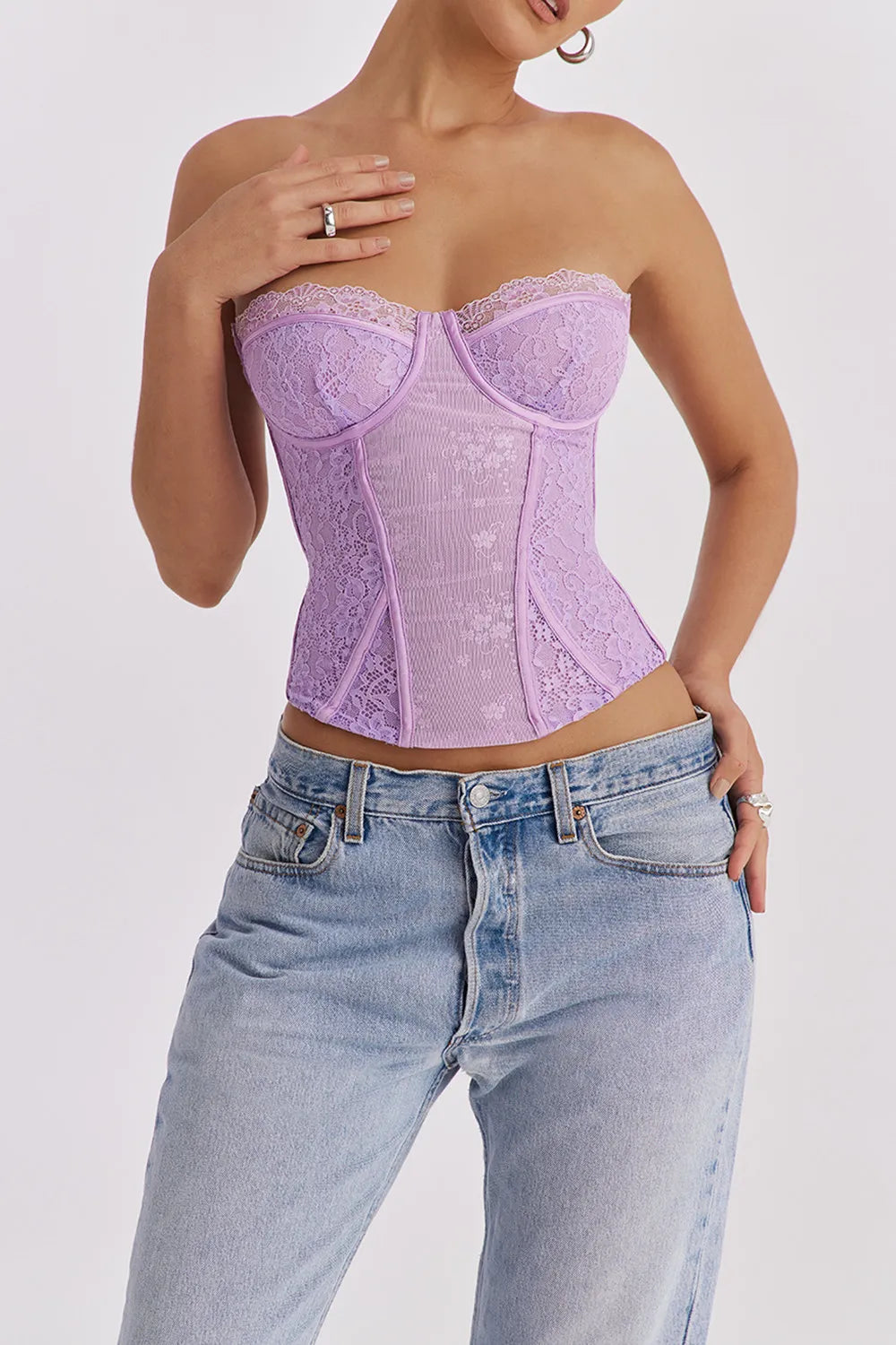 Mistress Rocks Orchid Lace Underwired Corset - SALE