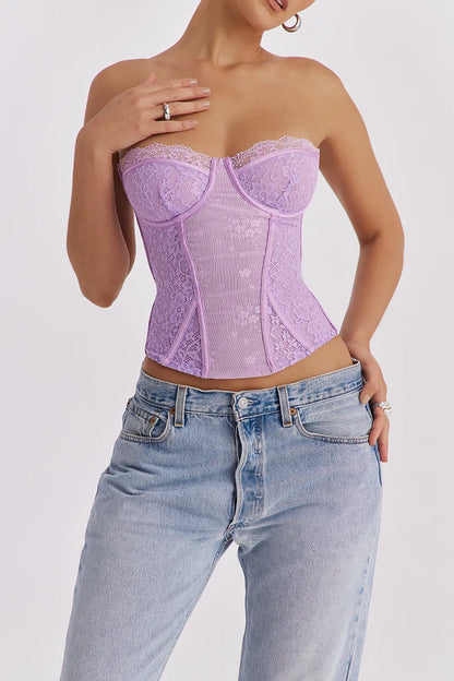 Mistress Rocks Orchid Lace Underwired Corset - SALE