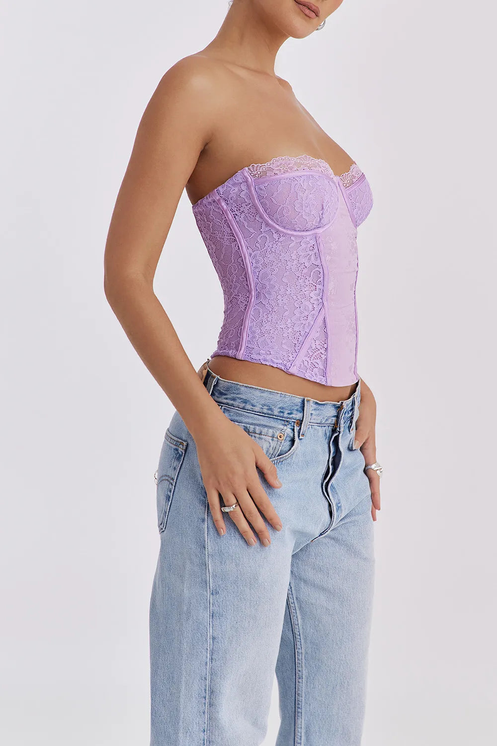 Mistress Rocks Orchid Lace Underwired Corset - SALE