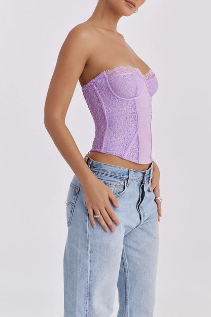 Mistress Rocks Orchid Lace Underwired Corset - SALE