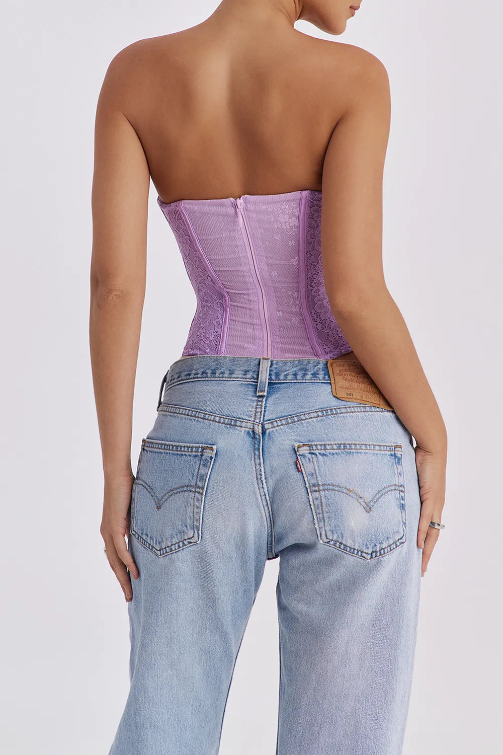 Mistress Rocks Orchid Lace Underwired Corset - SALE