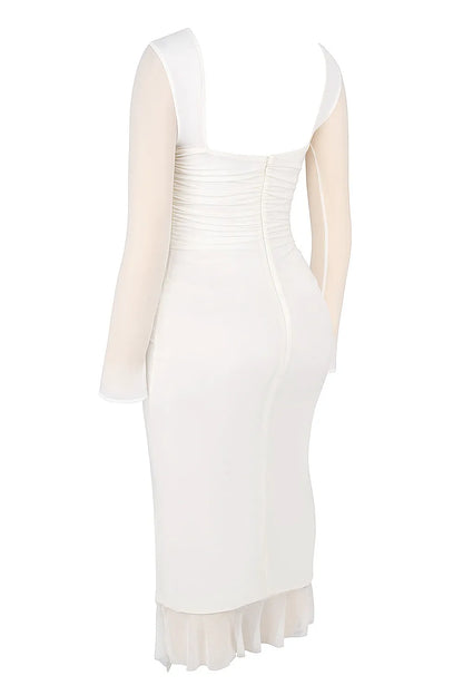 Mistress Rocks Ivory Ruffle Midi Dress - SALE