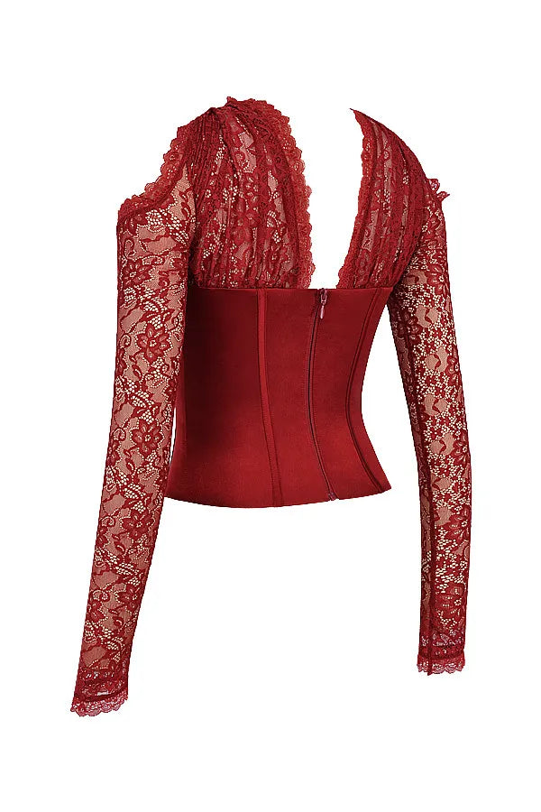 Mistress Rocks Cherry Satin & Lace Corset - SALE