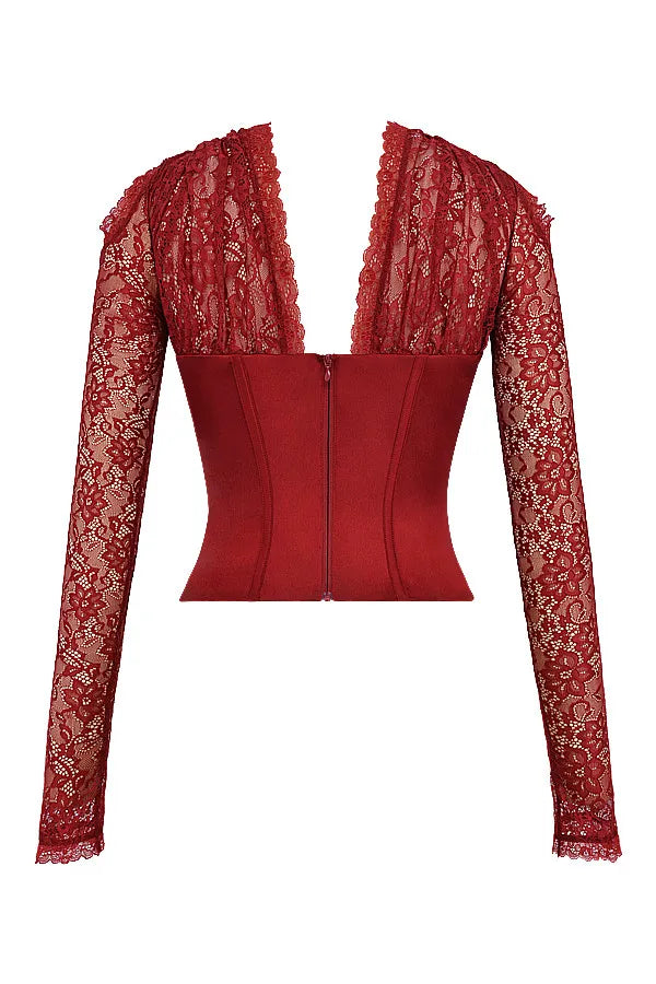 Mistress Rocks Cherry Satin & Lace Corset - SALE