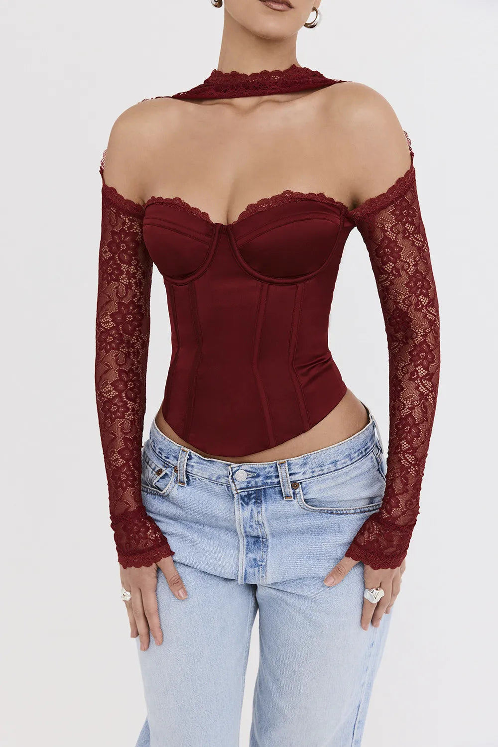 Mistress Rocks Cherry Satin & Lace Corset - SALE