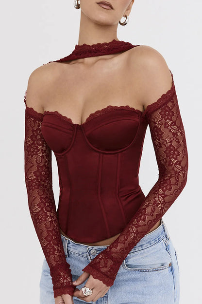 Mistress Rocks Cherry Satin & Lace Corset - SALE