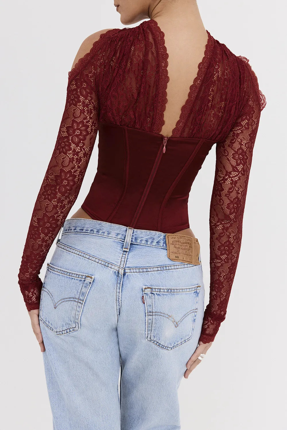 Mistress Rocks Cherry Satin & Lace Corset - SALE