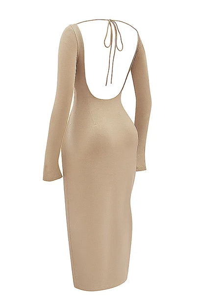 Mistress Rocks Camel Open Back Maxi Dress - SALE