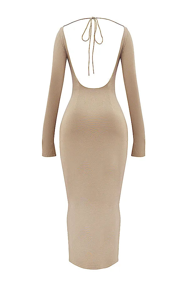 Mistress Rocks Camel Open Back Maxi Dress - SALE