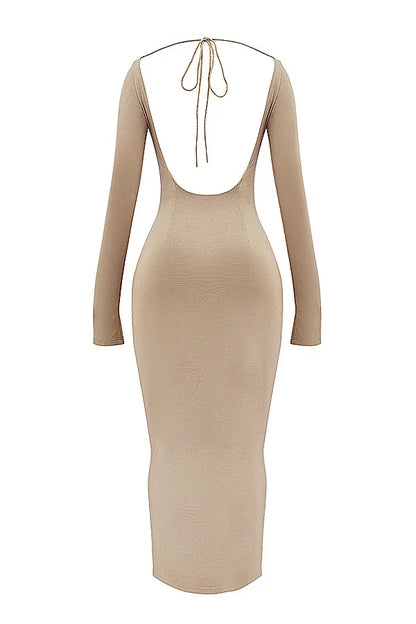 Mistress Rocks Camel Open Back Maxi Dress - SALE