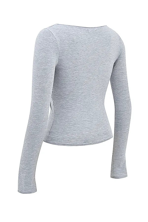 Mistress Rocks Grey Marl Twist Front Top - SALE