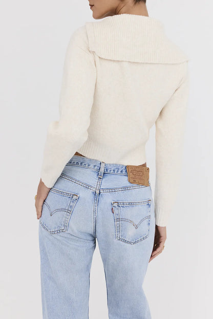 Mistress Rocks Cream Knit Zip Up Cardigan - SALE