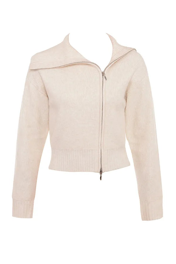 Mistress Rocks Cream Knit Zip Up Cardigan - SALE