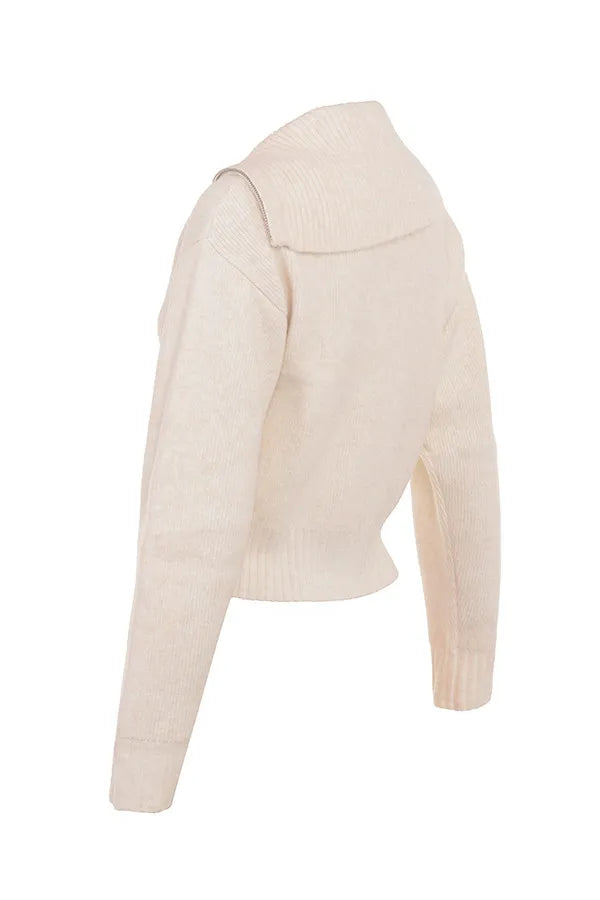 Mistress Rocks Cream Knit Zip Up Cardigan - SALE