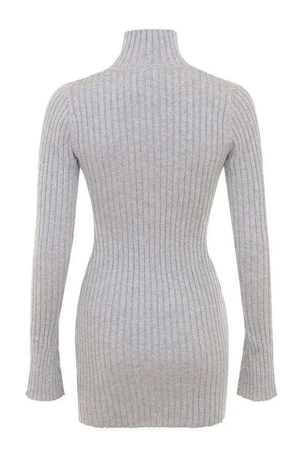 Mistress Rocks Grey Marl Rib Knit Mini Dress - SALE