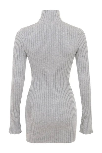Mistress Rocks Grey Marl Rib Knit Mini Dress - SALE