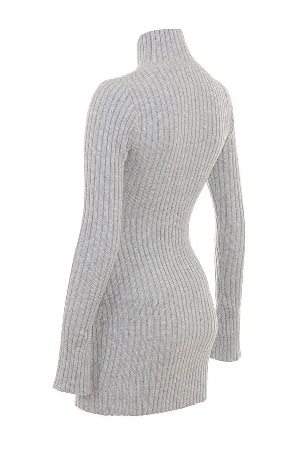 Mistress Rocks Grey Marl Rib Knit Mini Dress - SALE