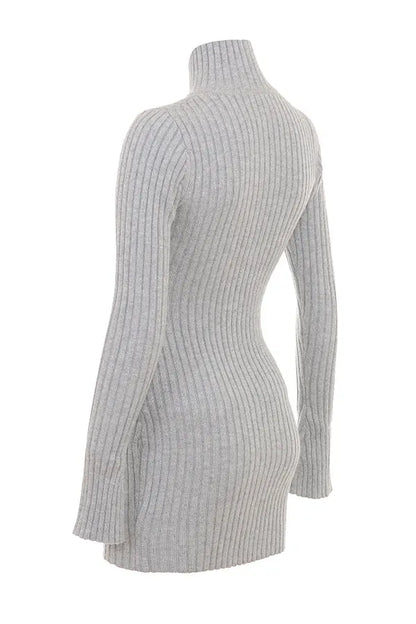 Mistress Rocks Grey Marl Rib Knit Mini Dress - SALE
