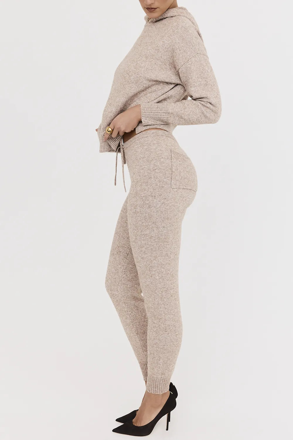 Mistress Rocks Biscuit Knit Jogging Trousers - SALE