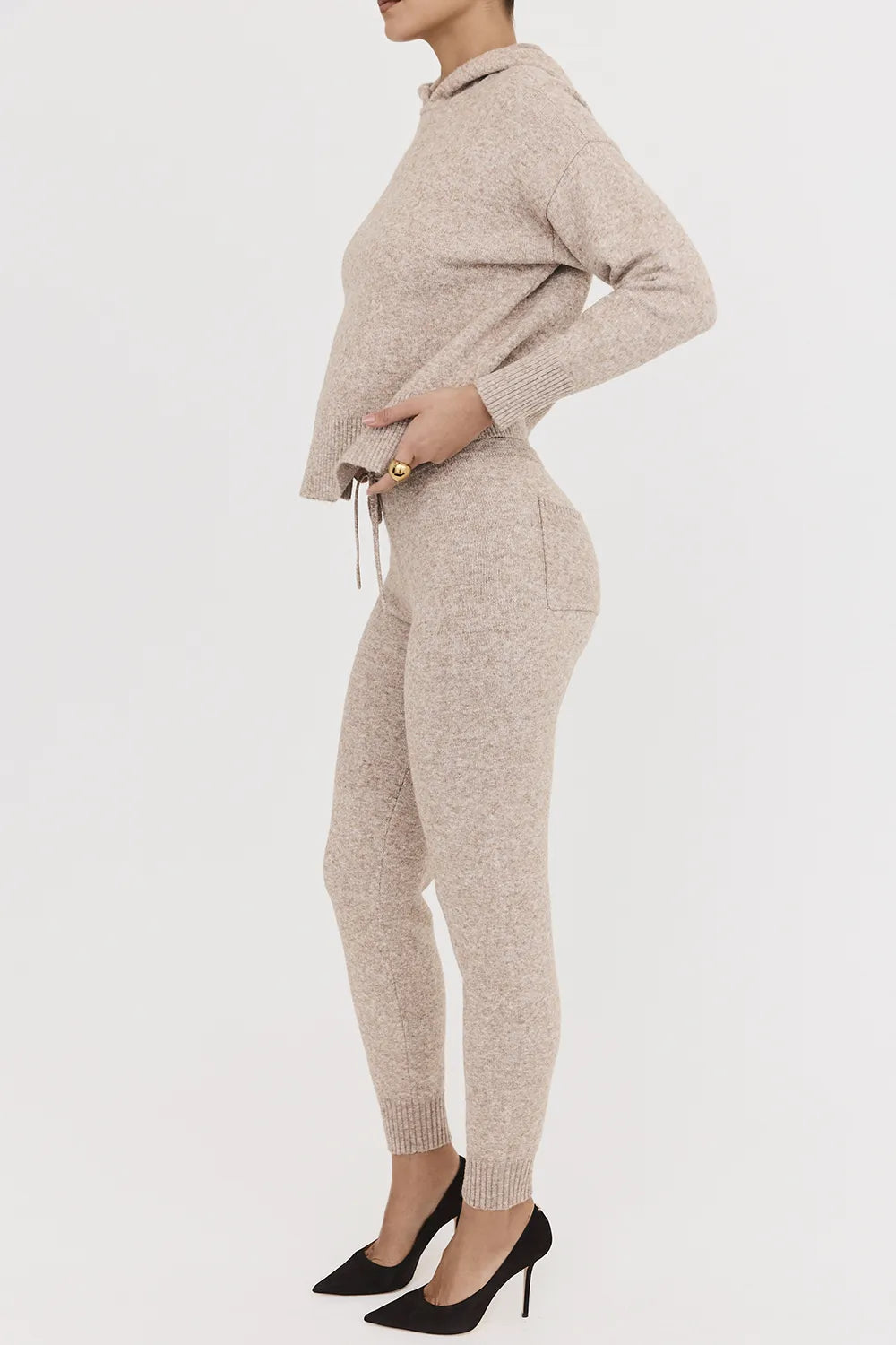 Mistress Rocks Biscuit Knit Jogging Trousers - SALE