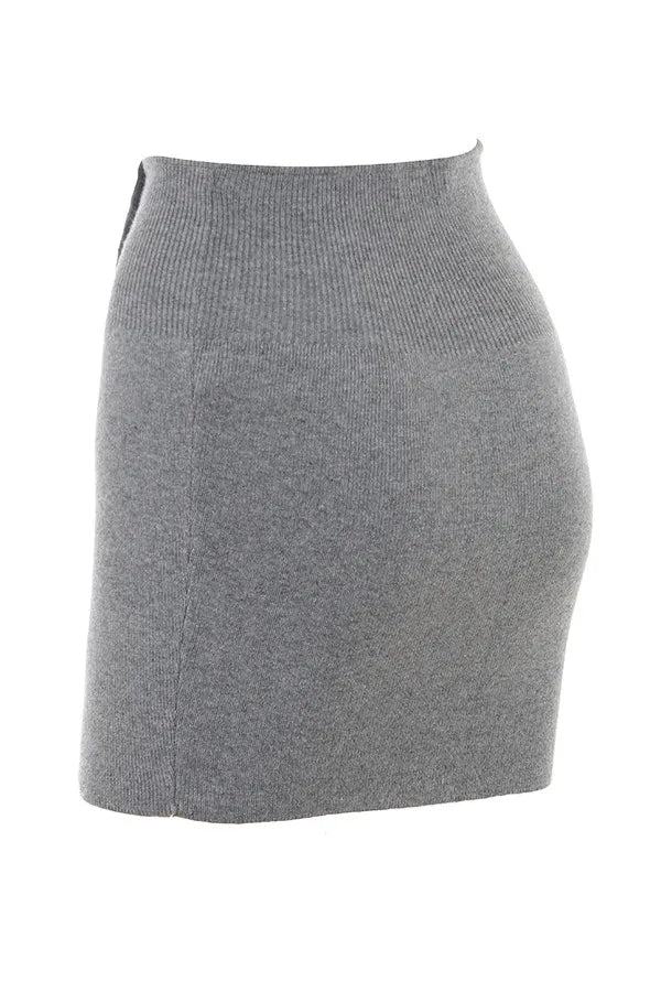 Mistress Rocks Slate Knit Mini Skirt - SALE