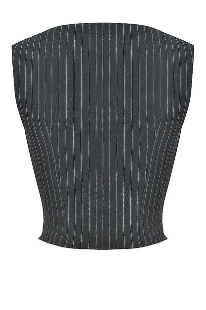 Mistress Rocks Black Pinstripe Top - SALE