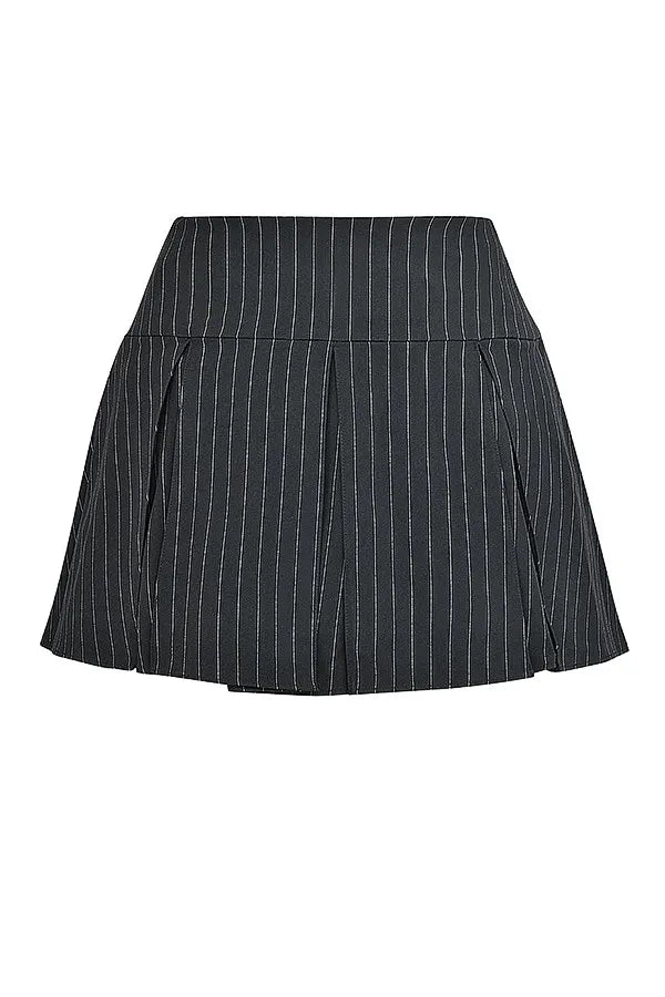 Mistress Rocks Black Pleated Pinstripe Mini Skirt - SALE