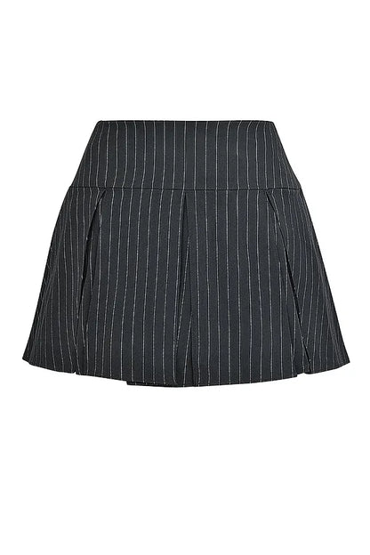Mistress Rocks Black Pleated Pinstripe Mini Skirt - SALE